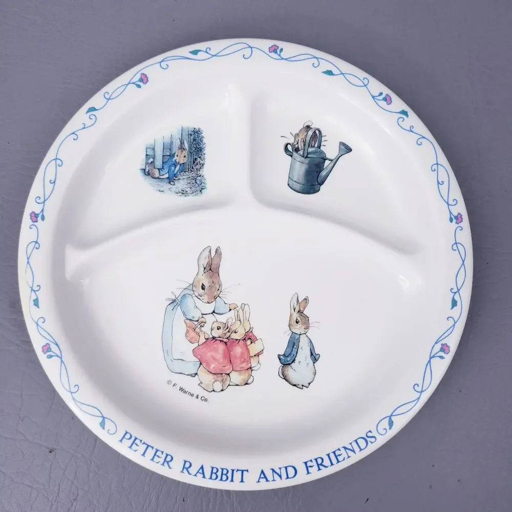 Beatrix Potter Peter Rabbit Melamine Divided Dinner Plate And Bowl